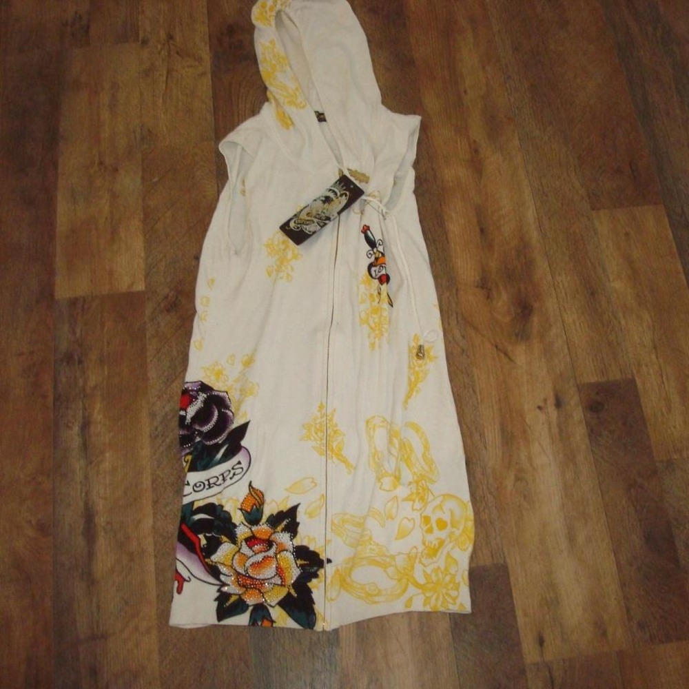 ED HARDY VINTAGE HOODIE ZIPPER 00S Y2K‎ NEW WOMENS